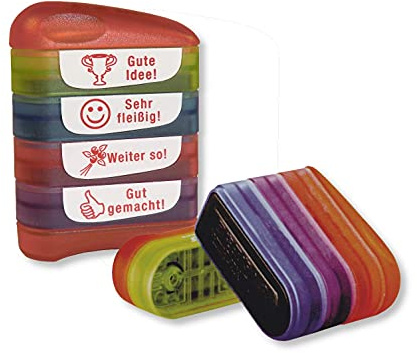 TimeTEX - Siebdruck-Stempel Perpetuum - 4 Stempel im praktischen Set - Gute Idee - Sehr fleißig - Weiter so - Gut gemacht - 62977