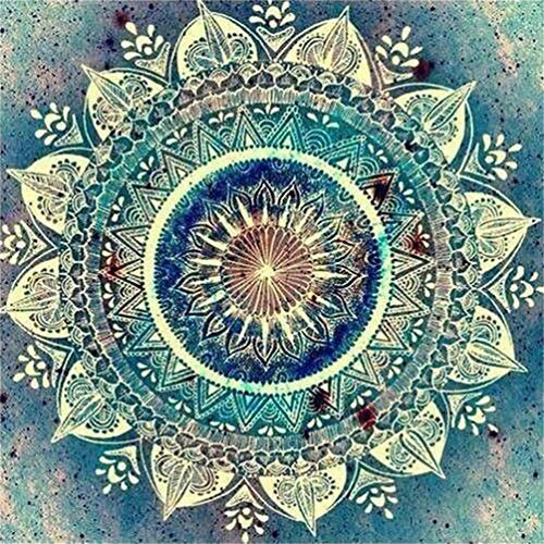 DIY Diamant Malerei Set Voll drill für Erwachsene Kinder Blaues Mandala 5D Diamant Painting Bilder Kit Strass Kreuzstich Diamond Stickerei Kunst Handwerk für Home Wall Dekoration-Round drill,35x35cm