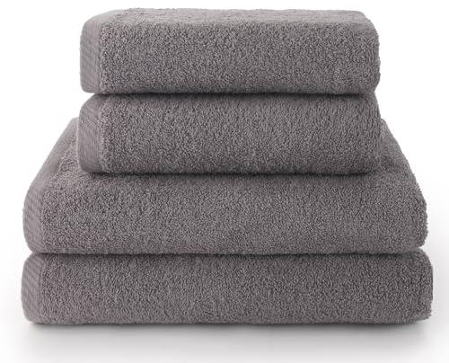 Top Towel - Plus - Toallas de baño grandes - Toallas baño - 2 toallas de mano o lavabo + 2 toallas de ducha - Algodon 100% - Gris