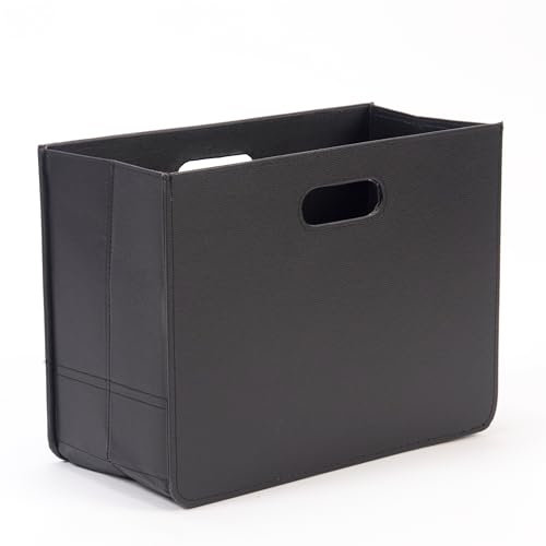 Design ZEITUNGSKORB Business | Kunstleder, 40,5x30,5x19,5 cm (BxHxT), Schwarz | Faltbarer Zeitschriftenhalter, edle Zeitungsbox, Zeitungsständer, Zeitungssammler