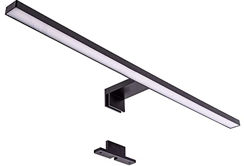 Maxkomfort LED Spiegelleuchte Bad 60cm Eckig Schwarz – 8W Neutralweiß 4000K – IP44 230V Aufbauleuchte – Badbeleuchtung & Schminklicht für Spiegelschrank & Wand