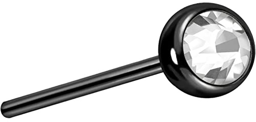 PIERCINGLINE Titan Labret Aufsatz mit Push Pin Kugel + KRISTALL OHNE Labret Stecker Piercing Ohr Conch Tragus Lippe Nase Medusa Farb & Größenauswahl