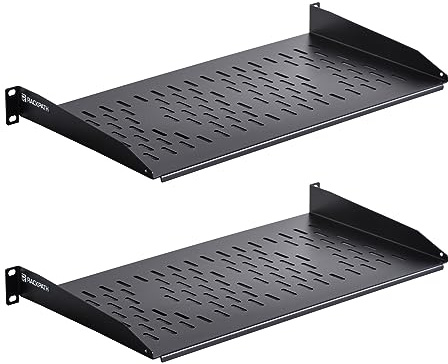 RackPath 1U Cantilever Universal Rack Shelf - 10in Deep – Rackmount Shelf for 19’’ AV/Network Equipment Racks – 55lbs Capacity - 2Pack