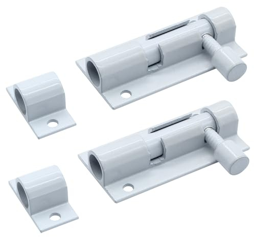 Bivethoi Zylinderriegel, 5,1 cm, Weiß, 2 Stück | Türriegel Hardware, kleines Schieberiegelschloss, Mini-Tor, Garagentorriegel