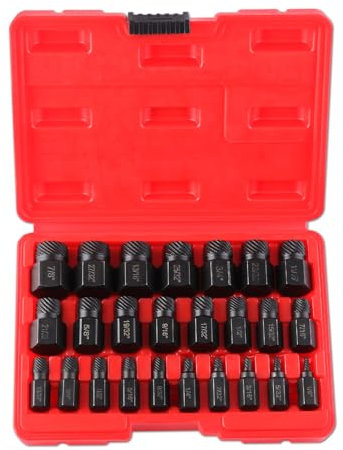 LEONTOOL Multi-Spline Screw Extractor Set, Easy Out Bolt Extractor Set, Broken Bolt Extractor Kit Chrome Vanadium Steel Stripped Screw Extractor for Removing Broken Studs, Bolts, Screws, 1/8 to 7/8