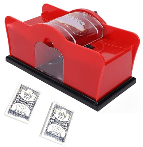 【Kein Verklemmen von Spielkarten】Manueller Handkurbel-Kartenmischer, kommt mit zwei Spielkartendecks, geeignet für Spiele wie Uno, Hold'em, Blackjack, Rommy, Phase 10, Skip-Bo, und mehr