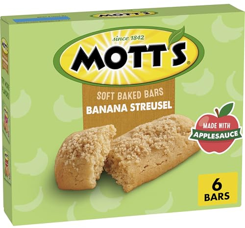 Mott's Barras horneadas suaves con chispas de plátano hechas con puré de manzana, paquete de 6, 163 ml