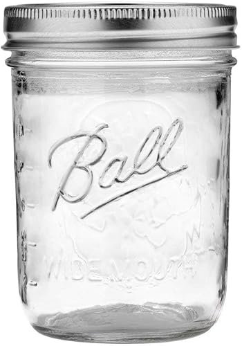 Ball Wide Mouth Glass Mason Jars with Lids and Bands, Used for Canning, Pickling, Juice, Jam, Jelly, Pint Size 16 Ounce (Pack of 4)