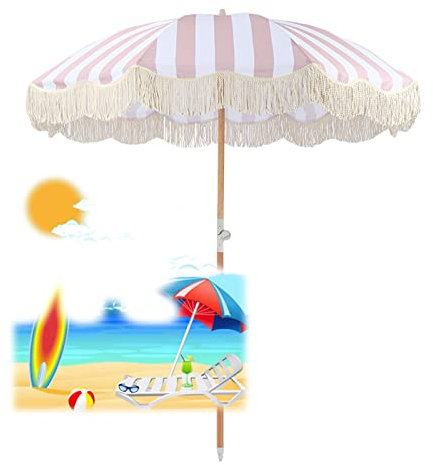 Sonnenschirm für den Außenbereich, Holz, Gartenschirm, Terrassensonnenschirm, für Terrasse, Strand, Deck, Patio, Pool, Camping, Outdoor-Strandschirme