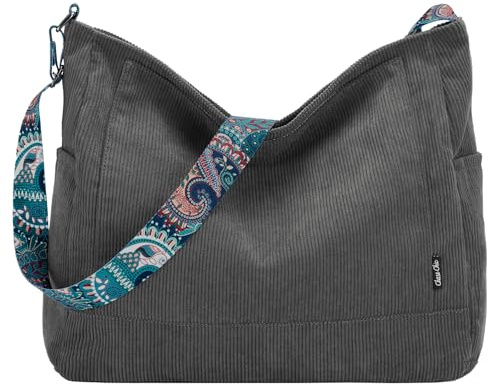 Chase Chic Cord Umhängetasche Damen,Große Schultertasche mit Verstellbarem Riemen,Casual Shopper Tasche für Arbeit/Reisen