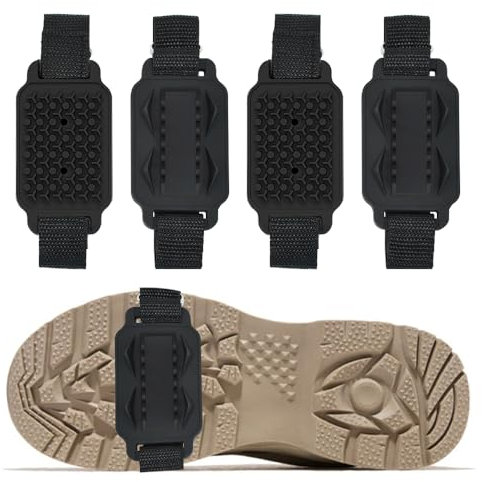 Casenly Steigeisen für Bergschuhe, 4 Stück Anti Rutsch Schuhspikes Glatteis, Spikes für Schuhe Winter, Universal Schuhkrallen Schuhe Spikes, Schuhkrallen Schnee EIS Spikes für Walking Klettern Wandern