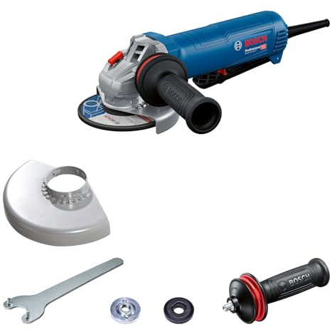 Bosch Professional Smerigliatrice angolare a filo GWS 12-125 P (Ø disco: 125 mm, 1200 W, incl. impugnatura supplementare Vibration Control, cuffia protettiva, chiave a due perni)