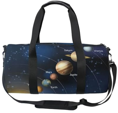 Mnsruu Sporttasche mit Schultergurt für Damen und Herren, Vector Solar Systerm Seesack, Reisetasche, Training, Workout-Tasche mit Schuhfach für Übernachtung, Wochenende, #01, Einheitsgröße, modisch
