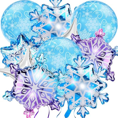 Globos Copos de Nieve 14 PCS Globo Foil Copo de Nieve Aluminio Grandes Copos Nieve Globos Temáticos de Invierno Globos Cumpleaños Niña Fiesta de Navidad