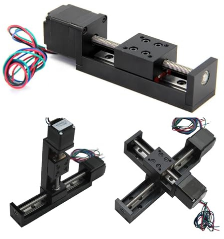 T-type CNC Sliding Table Rail Linear Stage Transport Guide Platform Stepper electronic starter Drive Kit Slide Table XYZ Axis Table CZAOINCU(50mm and Drive,1mm pitch)