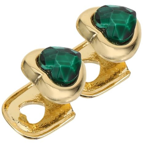 ANDRESLAD 2stücke Teiliges Goldfarbene Cosplay Teeth Grills Mit Grünem Herz-edelstein Modische Hip-hop Zahnaccessoires Für Männer Und Frauen Bequem Sitzende Schmuckstücke Für Club Und Alltag