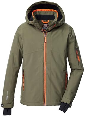killtec Bambini e ragazzi Giacca da sci/giacca funzionale con cappuccio e paraneve KSW 202 BYS SKI JCKT, oliv, 152, 43469-000