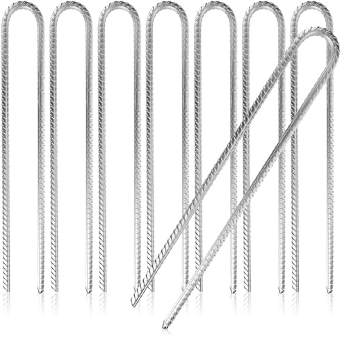 COM-FOUR® Anclaje de Suelo 8X XL de Acero Macizo, Forma de U 40 cm, Ø 1 cm - Anclaje de Suelo galvanizado para Carpas, cenadores, Castillos inflables, Trampolines, Estable y Resistente a la corrosión