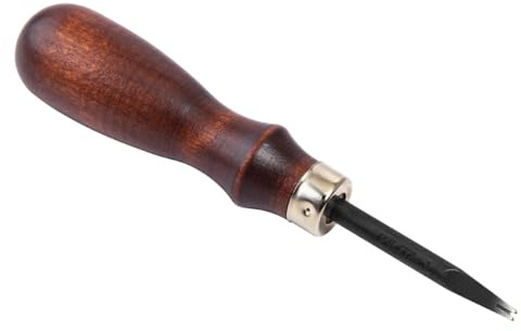 WUTA Cortador de bordes de cuero, 1 pieza, biselador de bordes de cuero profesional, mango de madera de acero al carbono, procesamiento de cuero, pelado de bordes (0,8 mm)