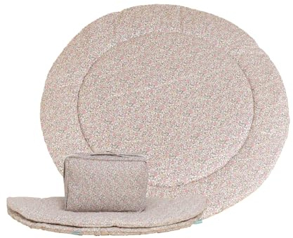 molis&co. Alfombra de Gateo Redonda para bebé. Alfombra Infantil 100x100cm plegable, portátil, Tapete de suelo para niños pequeños y bebés. Peony. OEKO TEX 100.