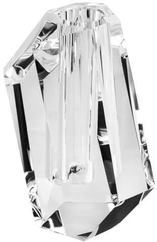 DONOUCLS Kristallvase 12 cm, Elegante Blumenvase mit Diamantschliff für Hochzeitstisch & Wohnzimmer, Handgefertigte Vase als Geschenk (6,8 x 6,5 cm), Inklusive Geschenkverpackung