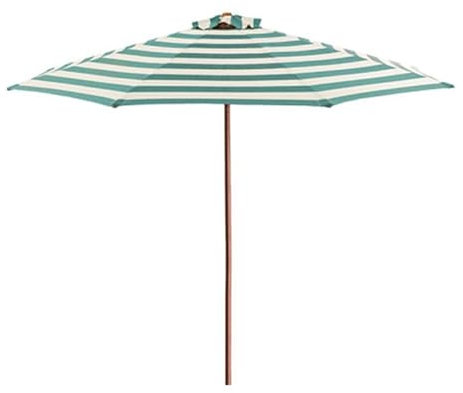 Sonnenschirm Für Den Außenbereich, Gestreift, Für Den Außenbereich, Belüfteter Strandschirm, Verstellbar, Radian-Terrassenschirm Aus Holz Für Den Garten Am Pool, Terrasse(Green and White-270cm/9ft)
