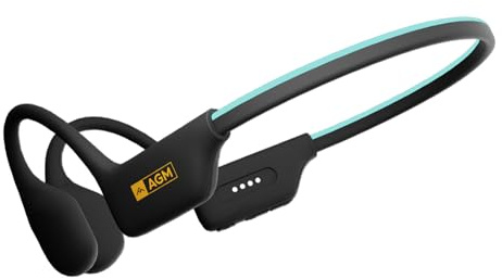 AGM MotionBuds Pro Running Headphones, Open-Ear Sport Headphones with LED Light, Bluetooth 5.4, IP68 Waterproof, Fast Charging, Secure Fit for Night Runs & Workouts, Black