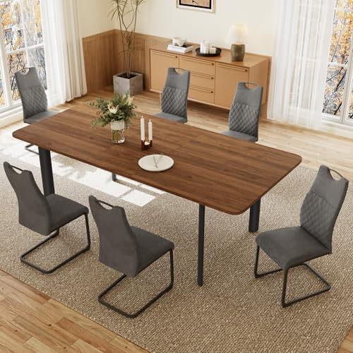 JIEXI Esstisch Mit 4-8 Stühlen Set, Essgruppe Tisch Ausziehbar, Moderner, Stilvoller MDF-Platten Tisch Für Das Wohnzimmer