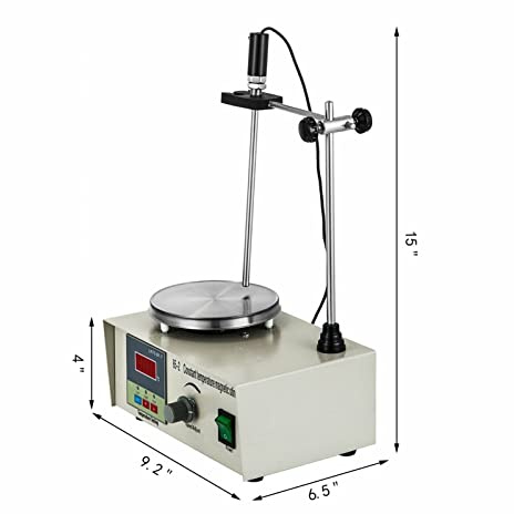 Stations de Soudage, Plaque chauffante à l'agitateur magnétique 1L W/Stirez Bar 0-2000r / min Distillation Kit de distillation Chimie Matériel de laboratoire(200W Digital Display)