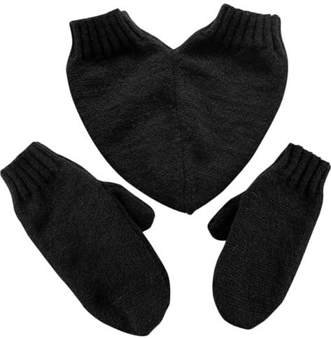 Guantes de Pareja Térmicos de Invierno, Mitones de Mano de Punto sólidos para el hogar al Aire Libre (Negro)
