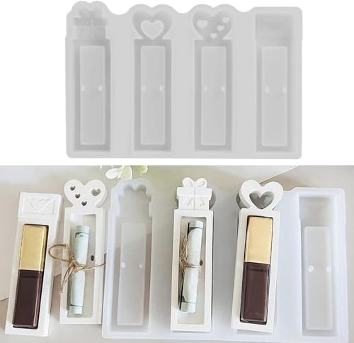 Silikonformen Gießformen Geschenkbox,4 Stück Geldgeschenk Silikonform,Silikonform Weihnachten,DIY Gipsformen Zum Gießen,Geeignet für Weihnachten, Ostern, Pralinenschachteln und andere Anlässe (D)