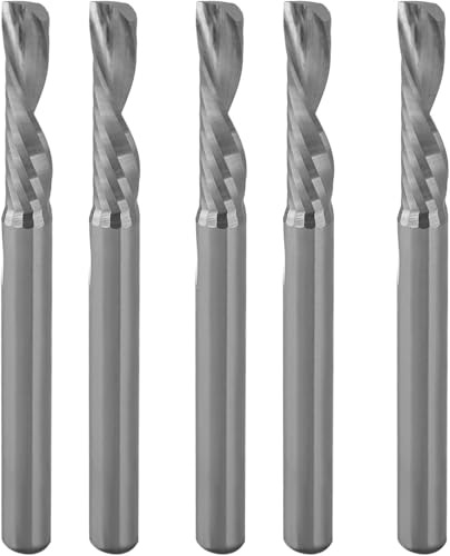 CNC-Fräser für Acryl-, PVC-, MDF-, Aluminium-Fräser, 4 mm, 4 mm, CED 17 mm, 1 Flöte, einschneidig, Spiralfräser, 5 Stück