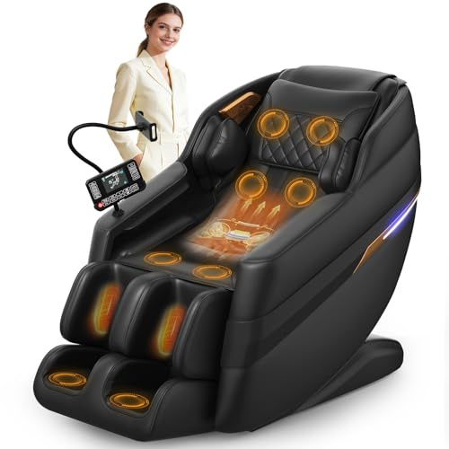 FURNIMAT 3D-Massagesessel, SL-Track-Ganzkörper Massagesessel, 8 Airbags, Bein-und Taillenheizung, KI-Sprachsteuerung & Bluetooth-Lautsprecher, Zero Gravity