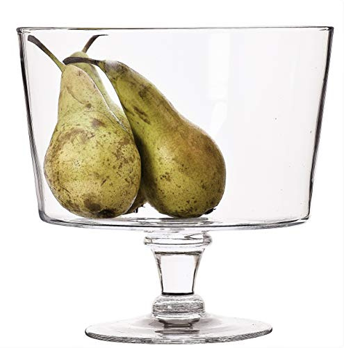 SOLAVIA Large Glass Tapered Footed Dessert Bowl 21 x 22cm UNA Pears Trifle Bowl, 4 L, Glass Dish, Lovely Birthday, Mothers Day, Christmas, Wedding, Anniversary