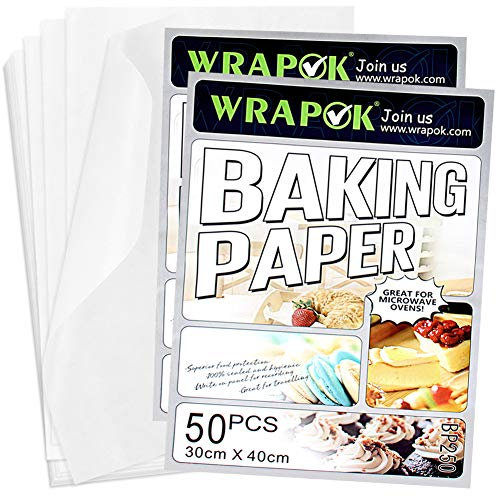 WRAPOK Baking Parchment Paper Greaseproof Cooking Sheets White Non-Stick Pre-Cut Liners for Kitchen Home, 12 x 16 Inch (100 Count)