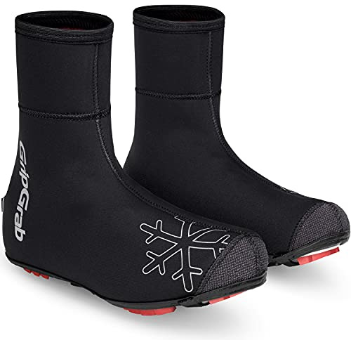GripGrab Copriscarpe per Bici da Corsa MTB CX Termici Antivento Foderati in Pile Invernali Copri Scarpe Impermeabili, Ciclismo Unisex-Adulto, Nero, L