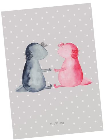 Mr. & Mrs. Panda Grußkarte Axolotl Liebe - Geschenk, Fotokarte, Lurch, Liebesbeweis, Ansichtskarte, Postkarten, Kunstkarten, Postkarte, Valentinstag