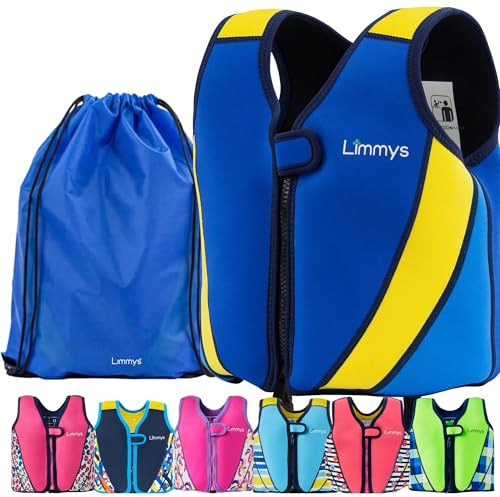 Gilet da Nuoto Limmys per Bambini – Sistema di Galleggiamento Regolabile a 8 Pannelli, Certificato CE, Design Premiato, Comfort in Neoprene Morbido, Struttura Resistente, Sacca Inclusa