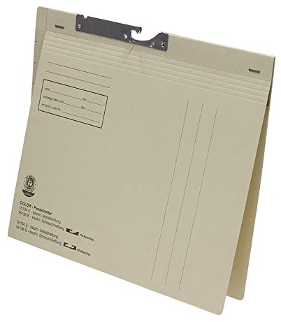 Pendelhefter (für Leitz/Elba Pendelsystem) Hängehefter mit kaufmännischer Heftung, aus extra reißfester Kraftkarton 260 g/qm, Farbe: chamois, 50 Stück, mit vorstehendem, umklebtem Tabrand, 10 Tabs
