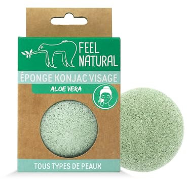 Konjac - Spugna naturale per il viso, pulisce e purifica – rimuove il viso in delicatezza, spugna viso Konjac Aloe Vera esfoliante, routine bellezza, Skincare, doccia, Feel Natural