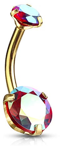 beyoutifulthings Bauch-nabelpiercing 2 Regenbogen-Effekt Zirkonia Rund 8mm Nabel-Piercing Chirurgenstahl Bananabell viele Farben Stab 1,6/10mm