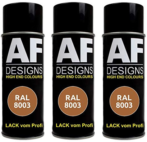 Alex Flittner Designs RAL Lack Spraydose 3er Pack Autolack Sprühdose glänzend Buntlack Alle RAL FARBEN (RAL8003 LEHMBRAUN)