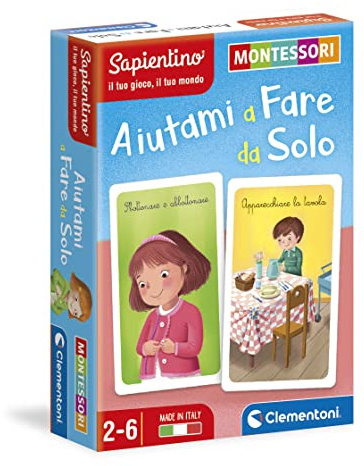 Clementoni Carte Aiutami A Fare da Solo Montessori 2 Anni, Versione in Italiano, Gioco Educativo-Made in Italy, 16318, Multicolore