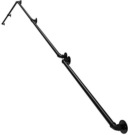 Securite Rampe main courante pour escalier Rambarde Fer forgé Garde-Corps Terrasse Fenetre Balcon Parapet Barre Appui Noir, Mur de rail intérieur Balustrade Poignée Banister, 120cm 150cm 180cm 300cm