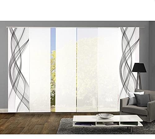 6er-Set Schiebegardinen (53772), Mariella, Höhe 245 cm, grau/Weiss