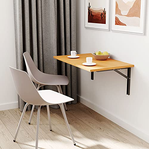 AKKE Tavolo Pieghevole da Parete Rettangolare - Tavolo a Muro Ribaltabile Salvaspazio 18mm - Cucina Ufficio e Cameretta - Piano Robusto con Bordo PVC 2mm 90x60 cm B.Buche