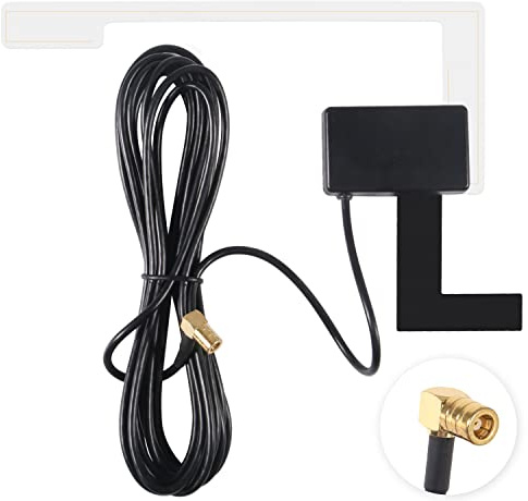 Dealikee for DAB Car Aerial DAB+ Replacement Antenna SMB Adapter Right Angle Antenna Digtial Car Radio Glass Windscreen Mount Antenna with 3M 9.8ft Cable.
