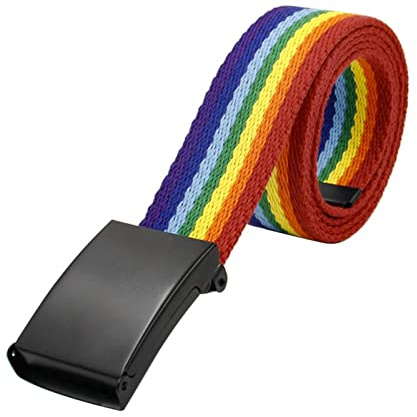 Elegantyl Bunt gewebte Gürtel Herren und Damen Streifen Farbe Nylon Geflochtener Gürtel Regenbogen Canvas Gürtel 3,8cm, 95cm