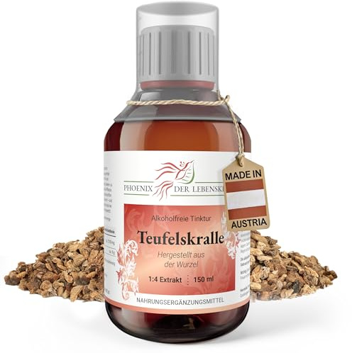 Teufelskralle Tinktur (alkoholfrei) - 150ml, Hapargophytum procumbens Tropfen, 1:4 Extrakt, Top Premium Qualität, Hergestellt in Österreich, Vegan