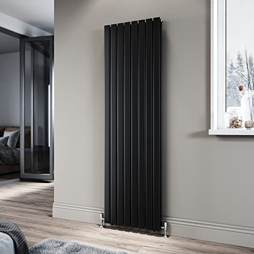 ELEGANT 1800 x 544 mm Black Veritical Designer Radiator Flat Panel Double Panel Tall Bathroom Rad